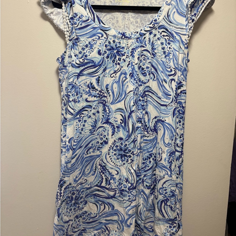 Lilly Pulitzer Blue and White Swirl Pattern Dress